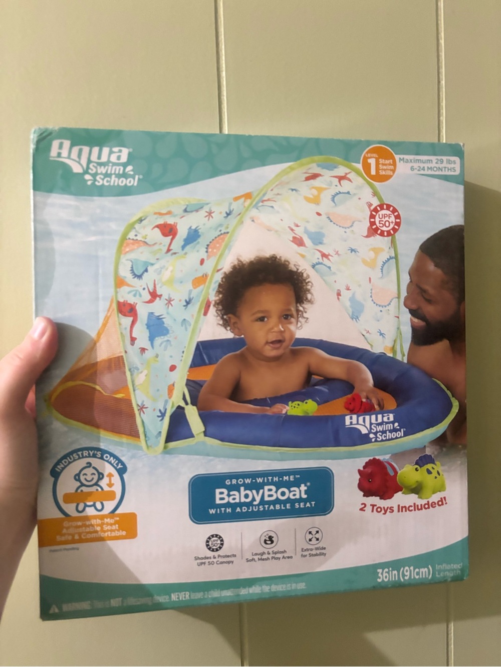 BabyBoat Inflatable Seat with Canopy - Blue/Multicolor